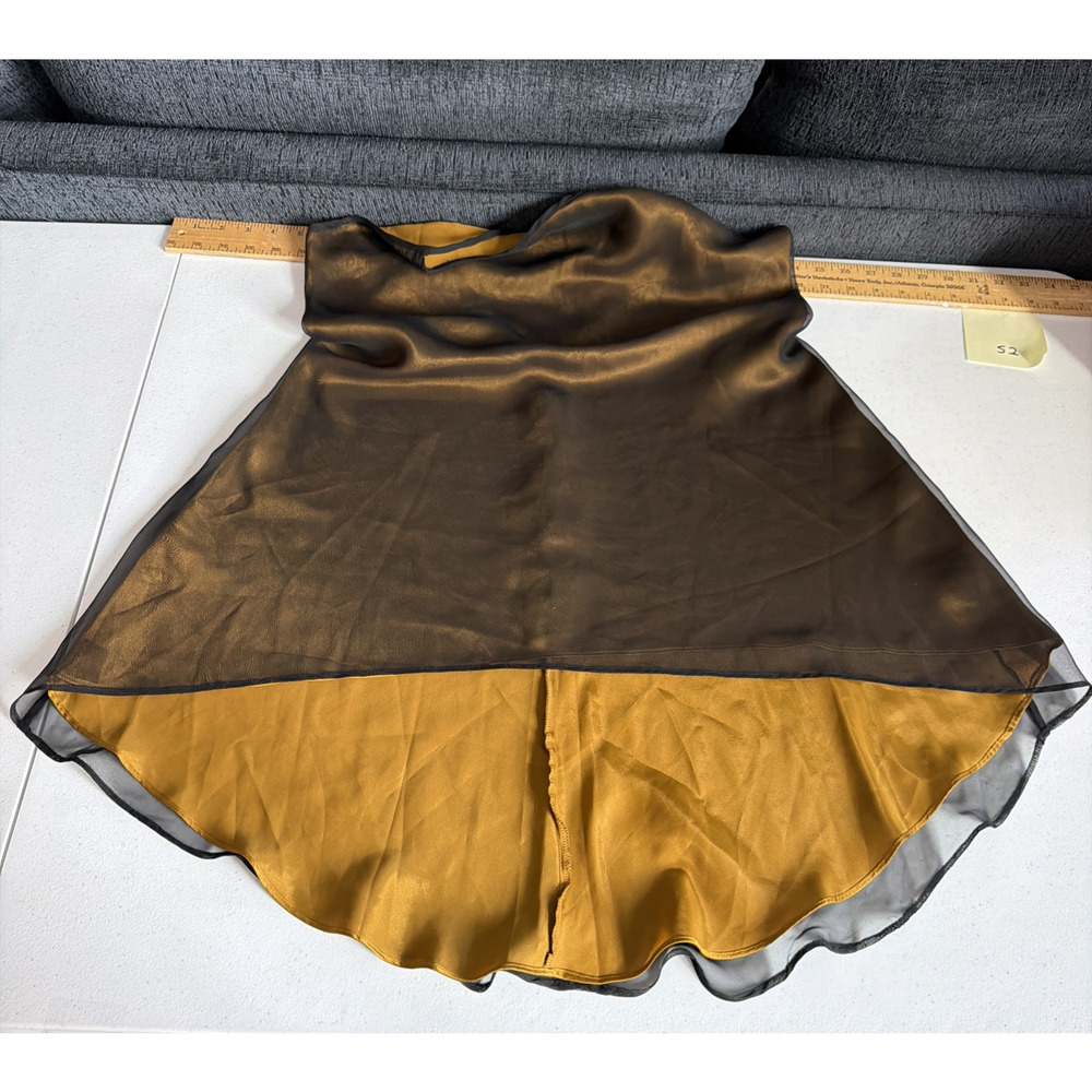 Vintage Victorias Secret Mustard Slip Dress Black Sheer large festival victorian - Picture 9 of 14